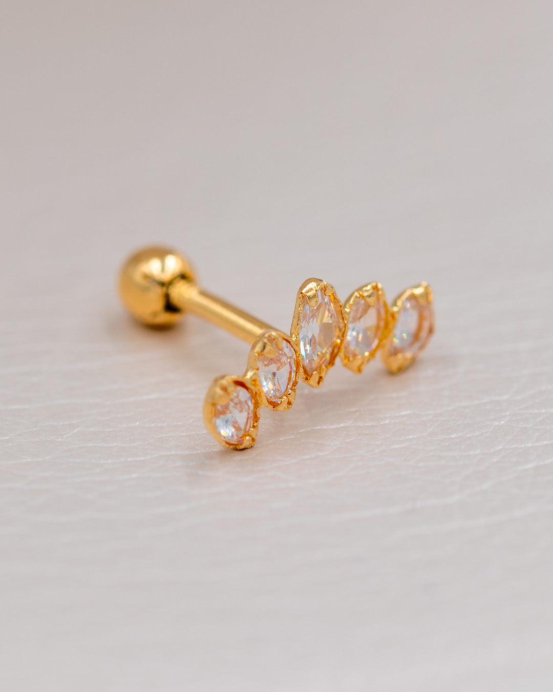 Piercing 5 Piedras Arco - Oro Amarillo 18k