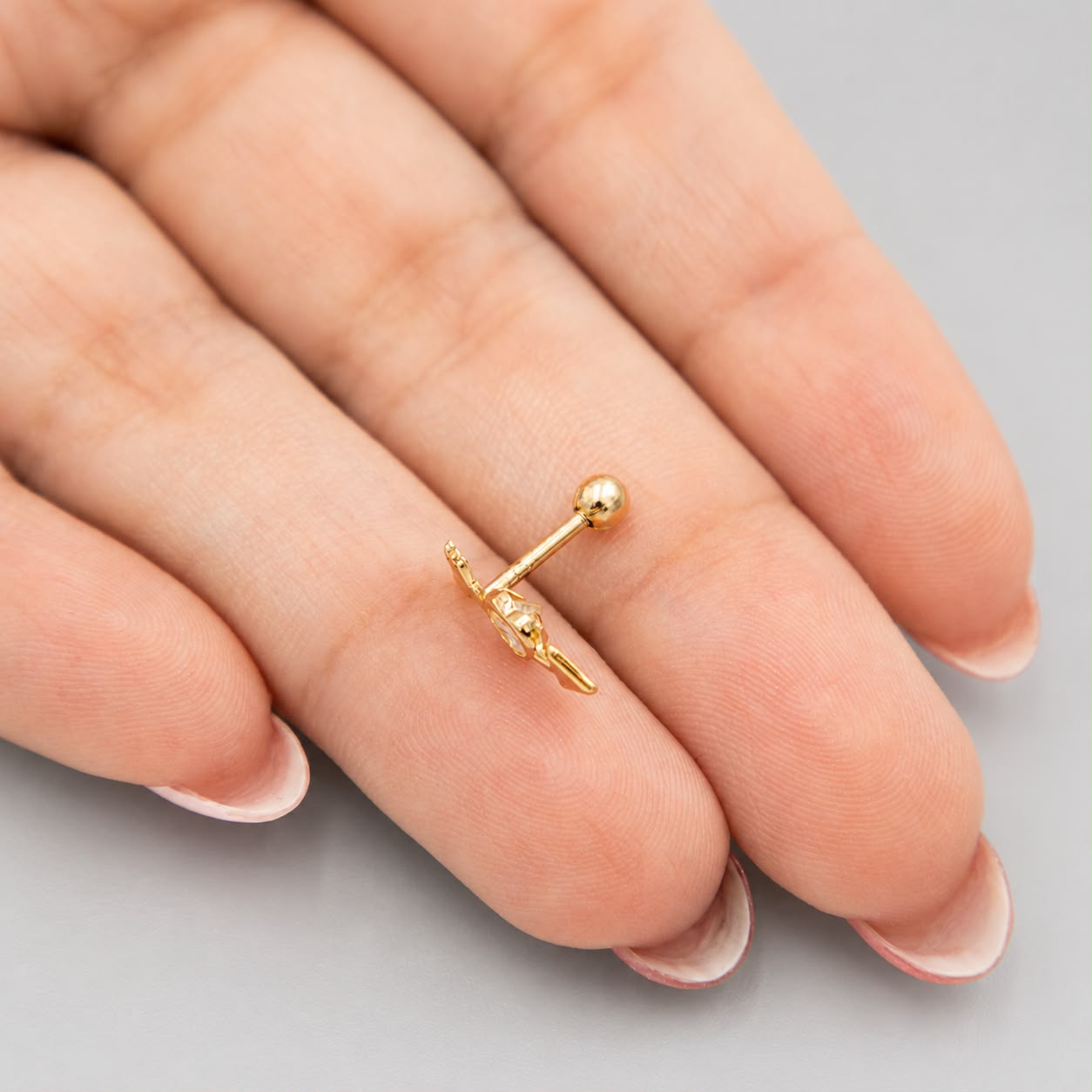 Piercing Flecha Grande Circón Blanco - Oro Amarillo 18k