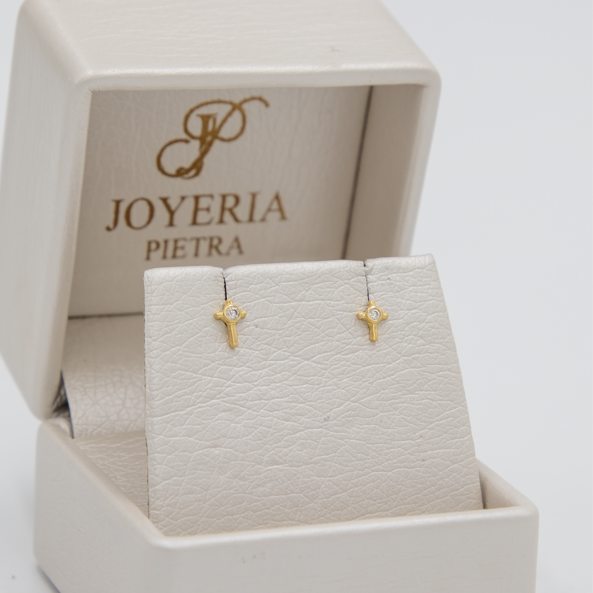Topos Cruz Circón Blanco - Oro Amarillo 18k - 0,57 g