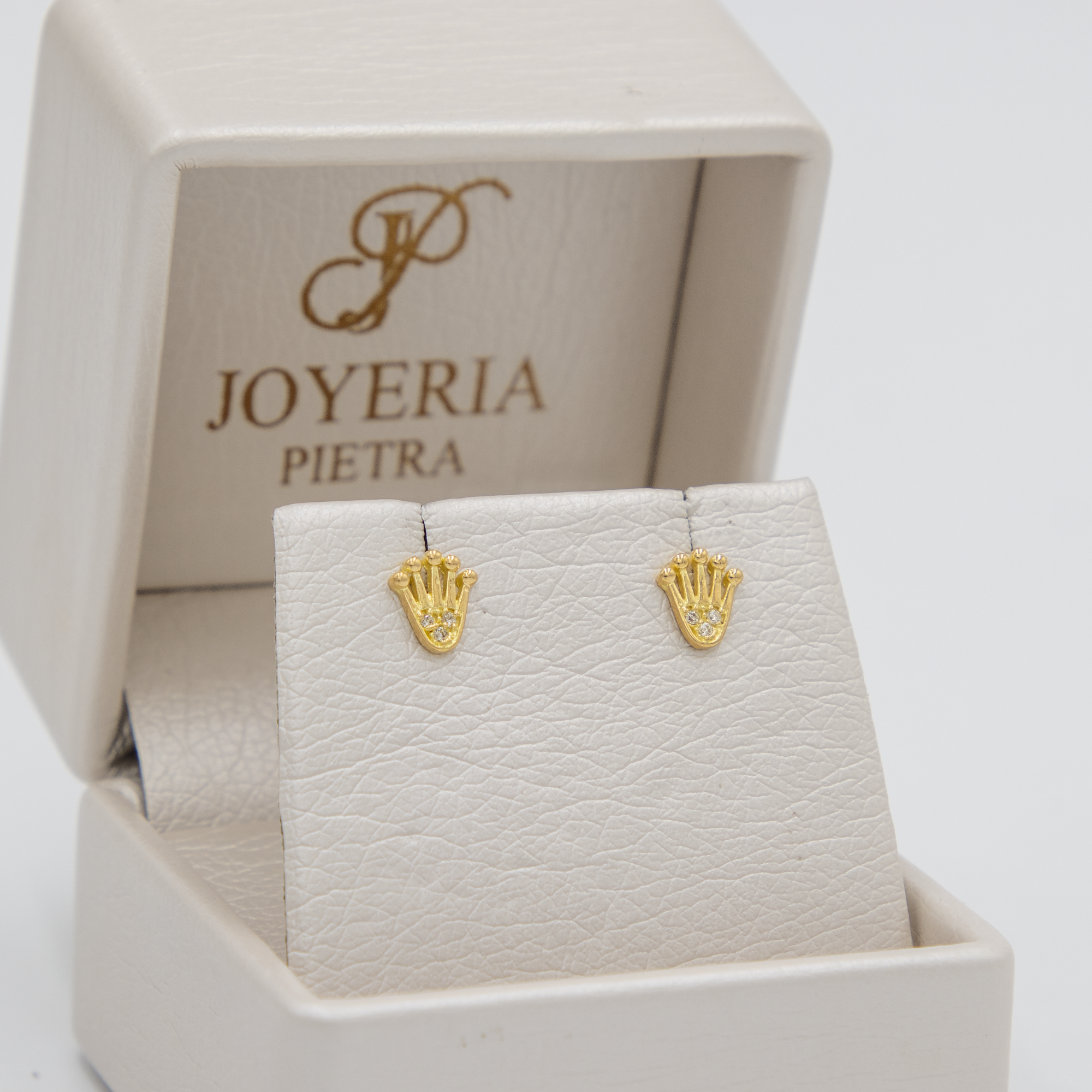Topos Corona Circones Blancos- Oro Amarillo 18k - 0,9 g