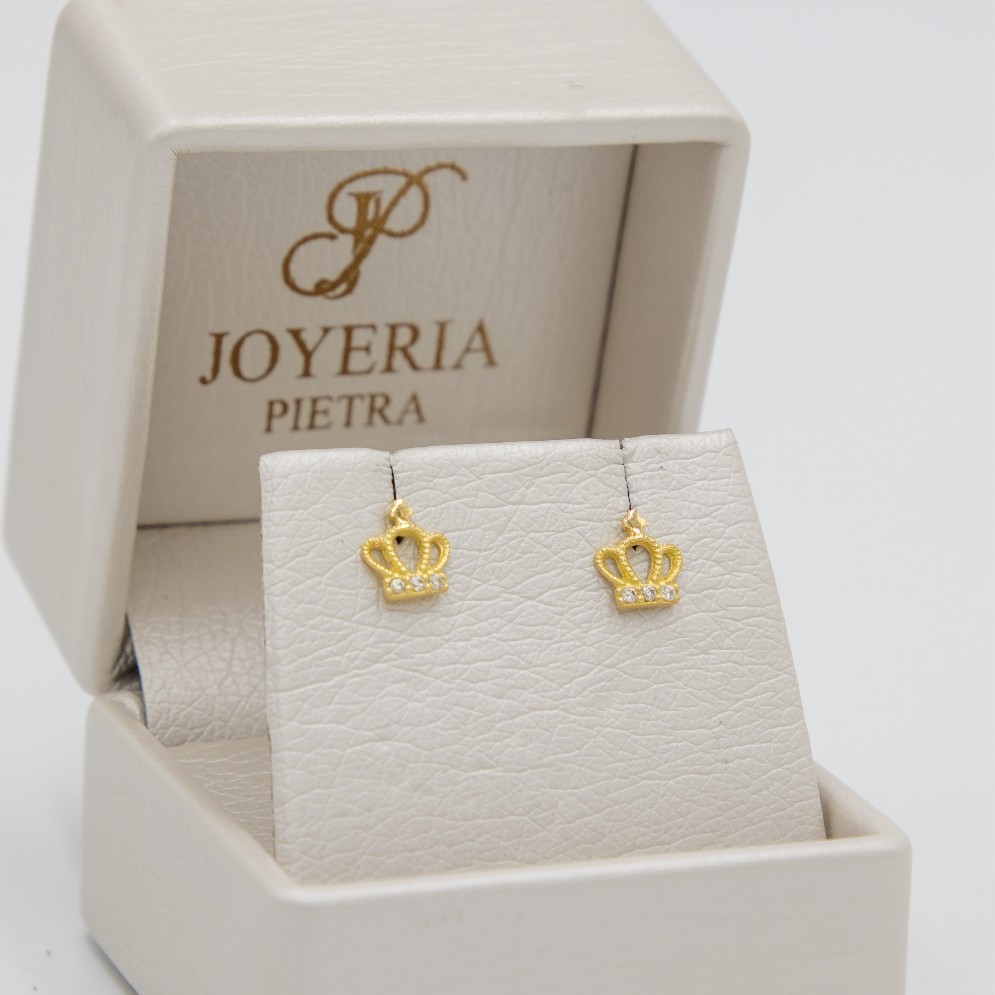Topos Corona Rey - Circones Blancos  - Oro Amarillo 18k - 0,9 g