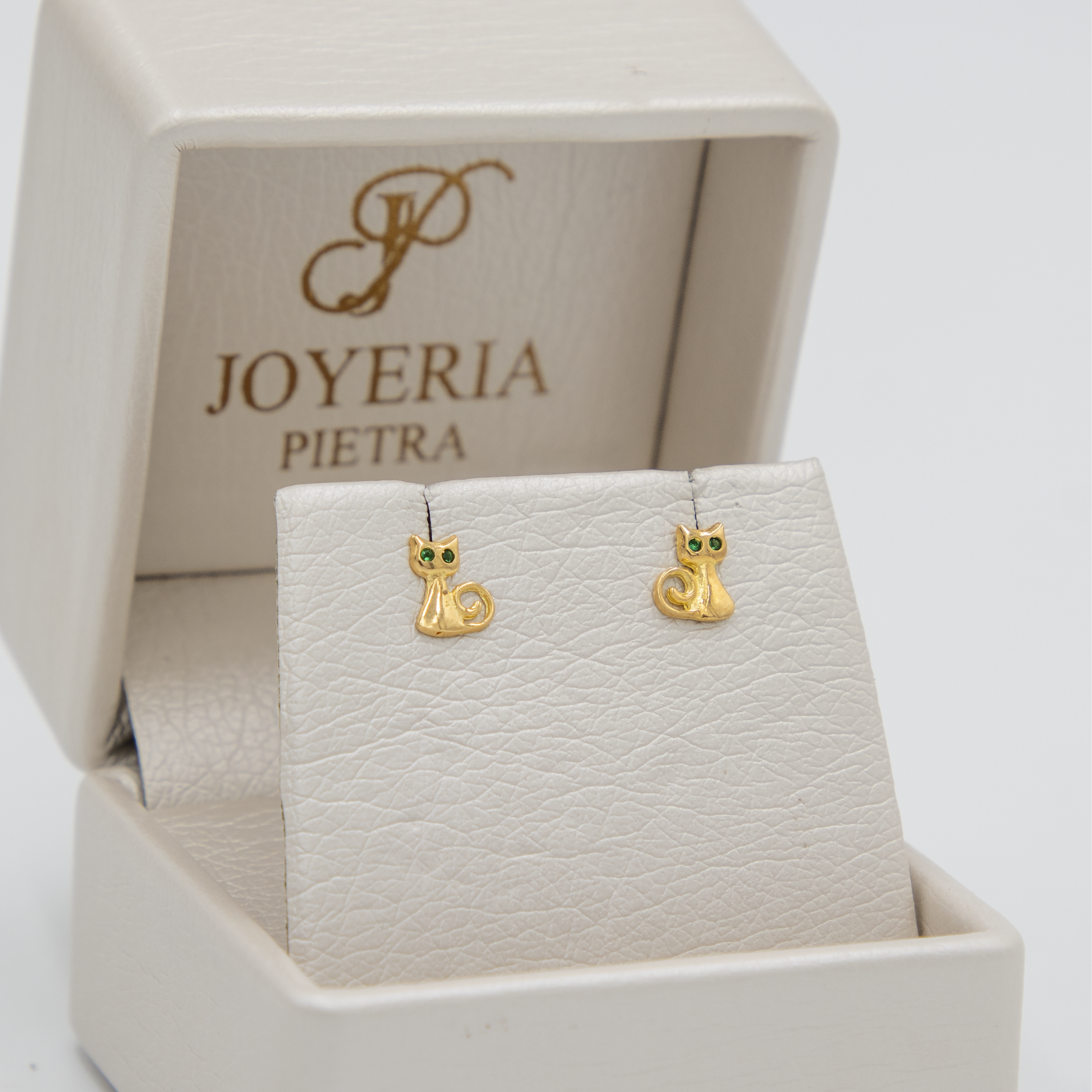 Topos Gato - Circones Verdes  - Oro Amarillo 18k - 0,72 g