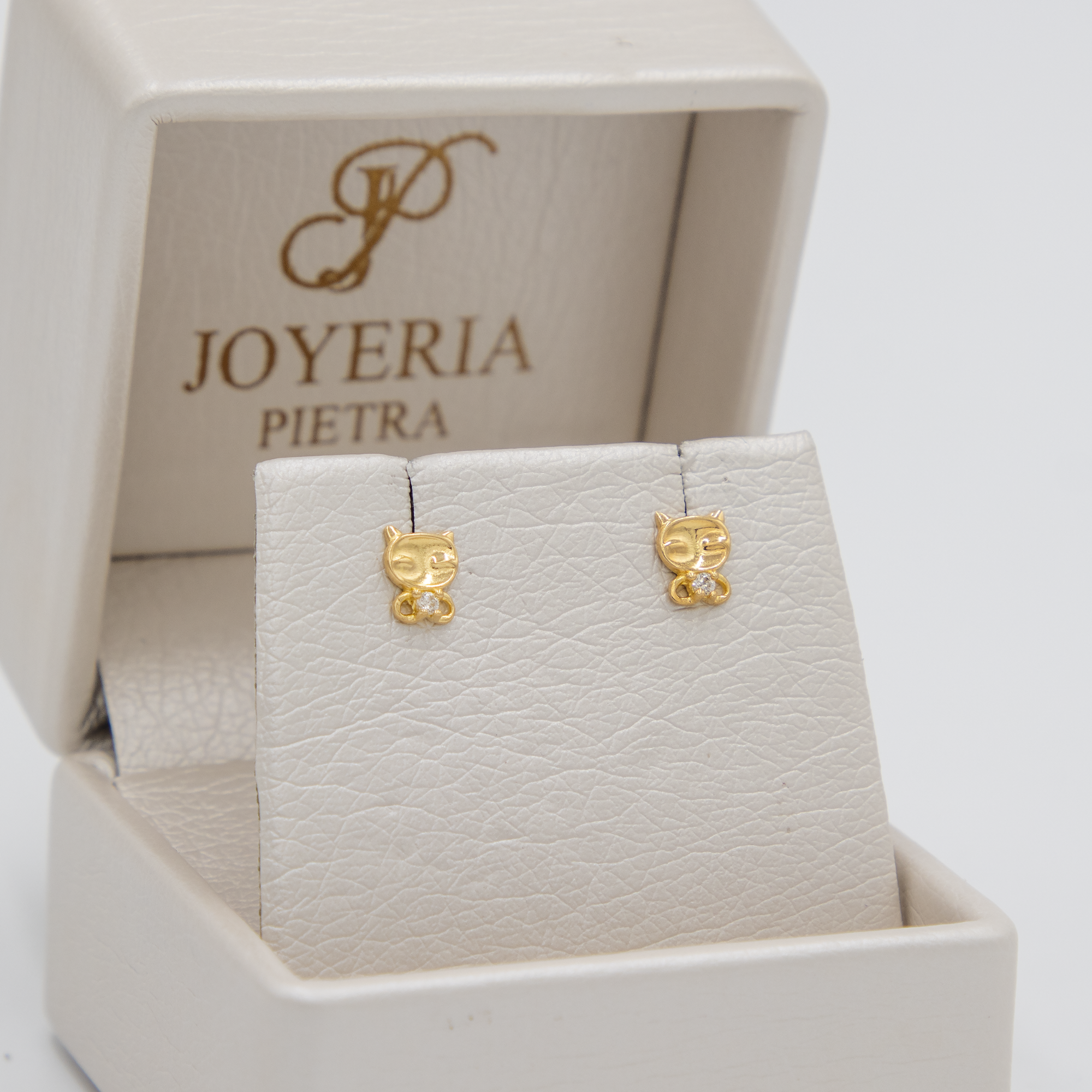 Topos Gato Circón Blanco - Oro Amarillo 18k - 0,88 g