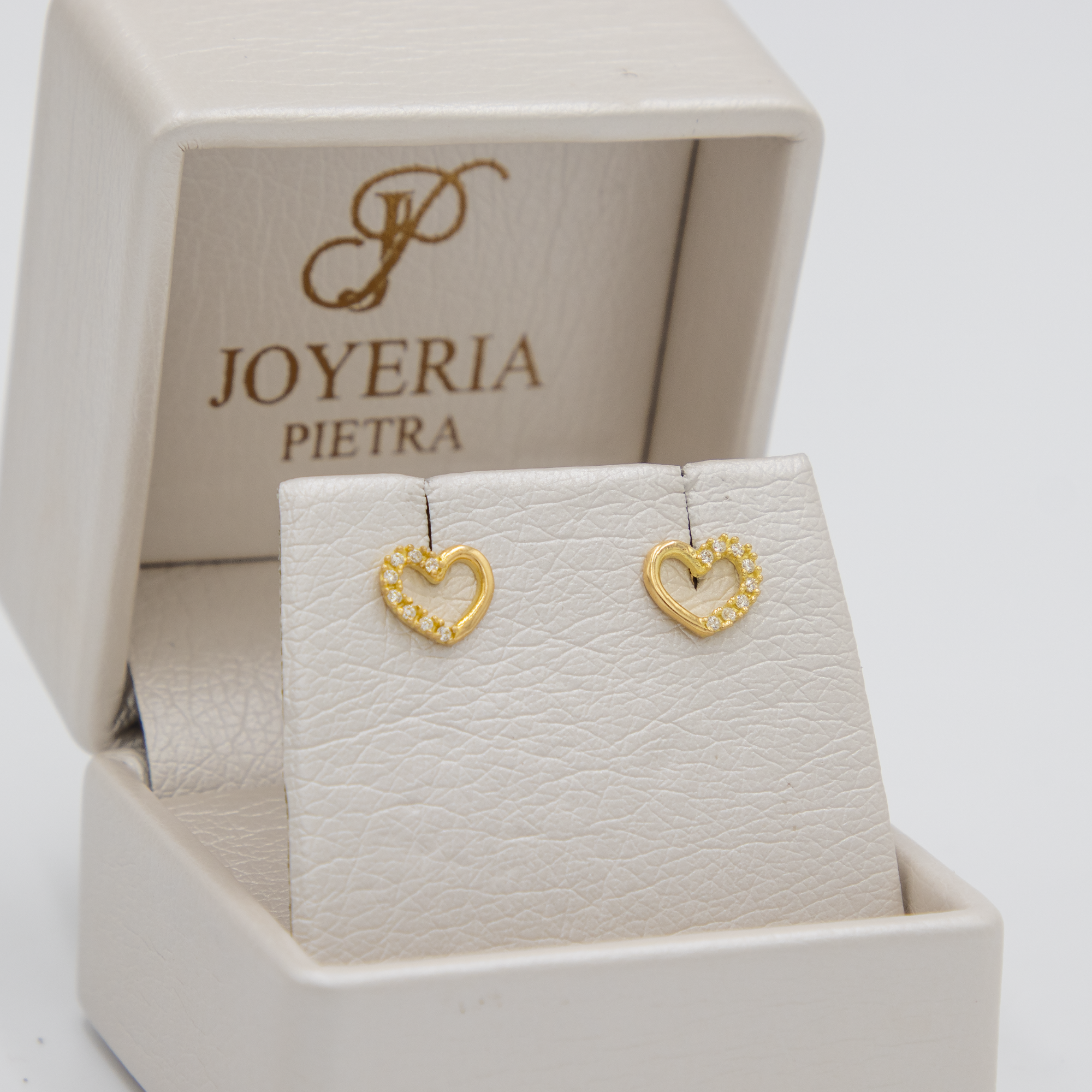 Topos Corazón Circones Blancos - Oro Amarillo 18k - 0,93 g