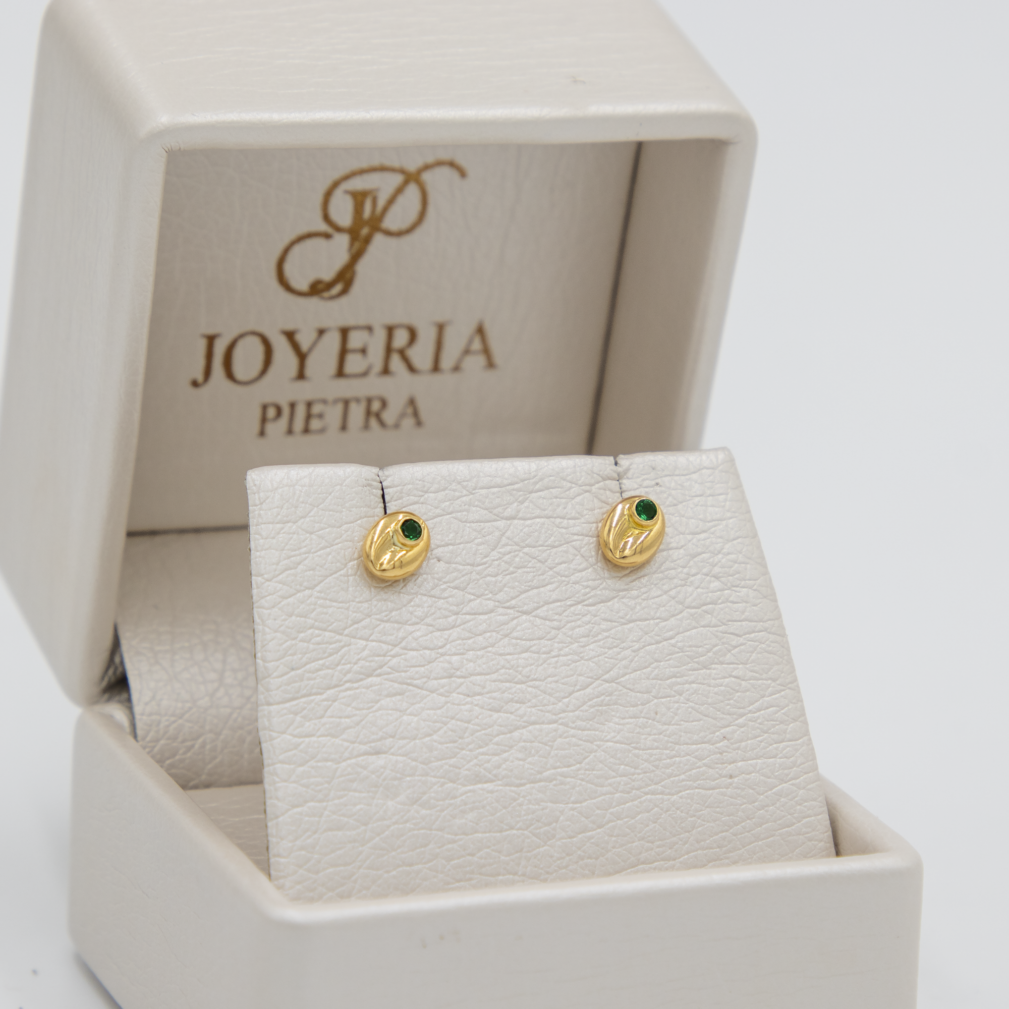 Topos Grano de Café Pequeños - Circón Verde- Oro Amarillo 18k - 0,57 g