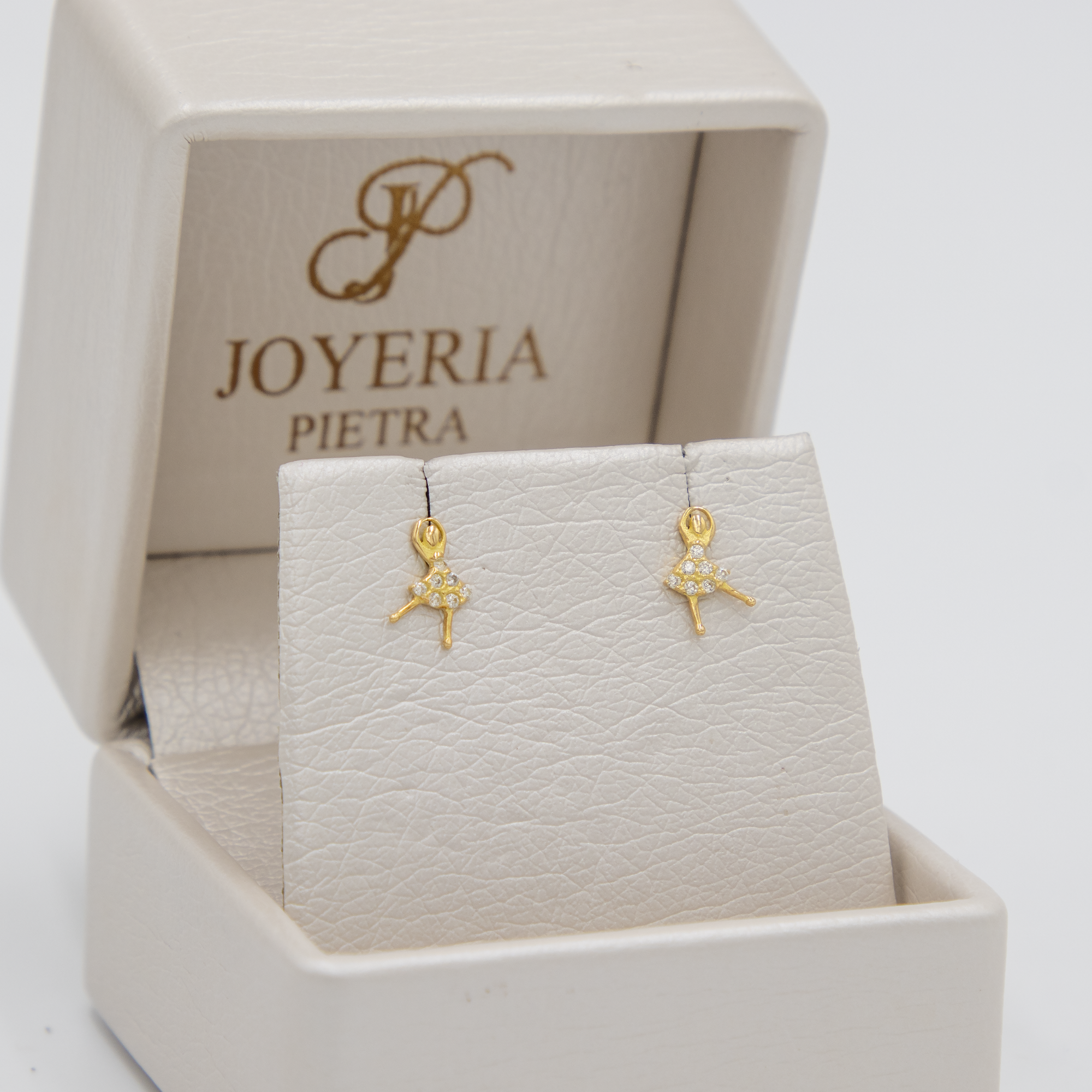 Topos Bailarina - Circones Blancos - Oro Amarillo 18k - 0,65 g