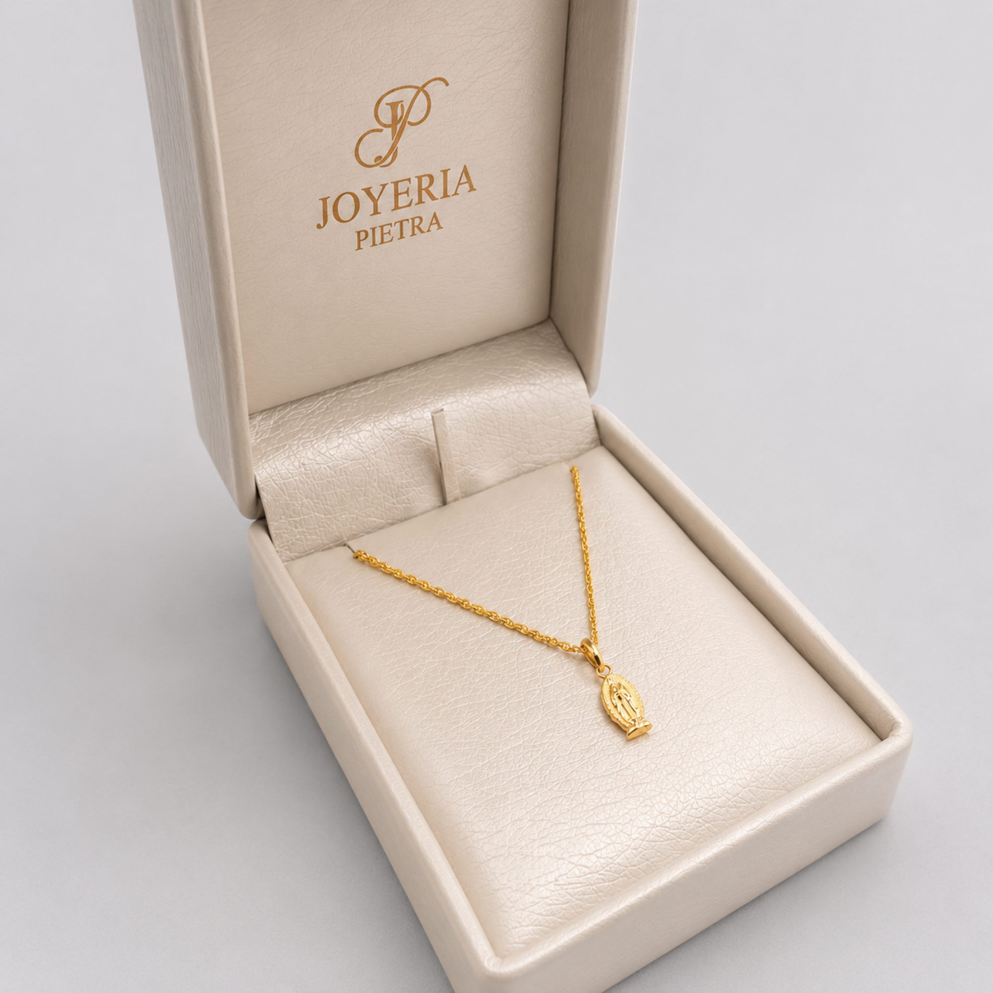 Set Cadena Mini Lazo + Dije Virgen de Guadalupe - Oro Amarillo 18K