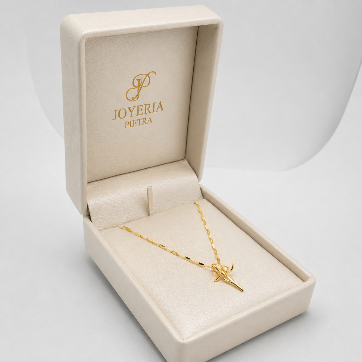 Set Cadena Crispeta Espejo 45 cm + Dije Fé - Oro Amarillo 18K
