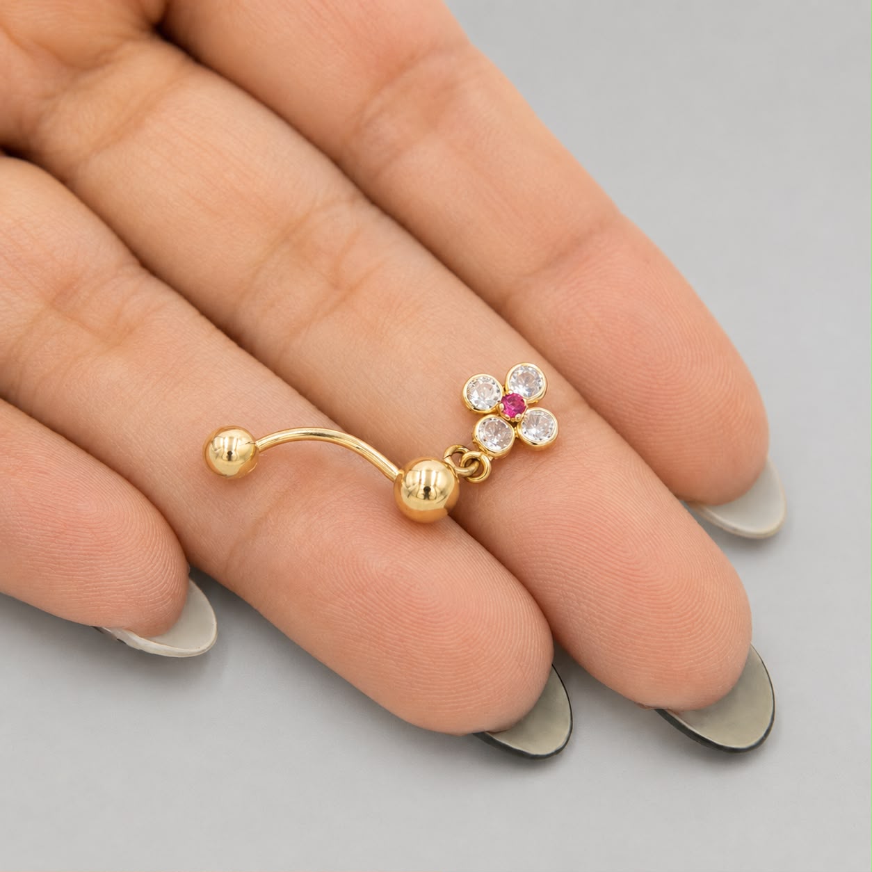 Piercing Ombligo Flor - Oro Amarillo 18k