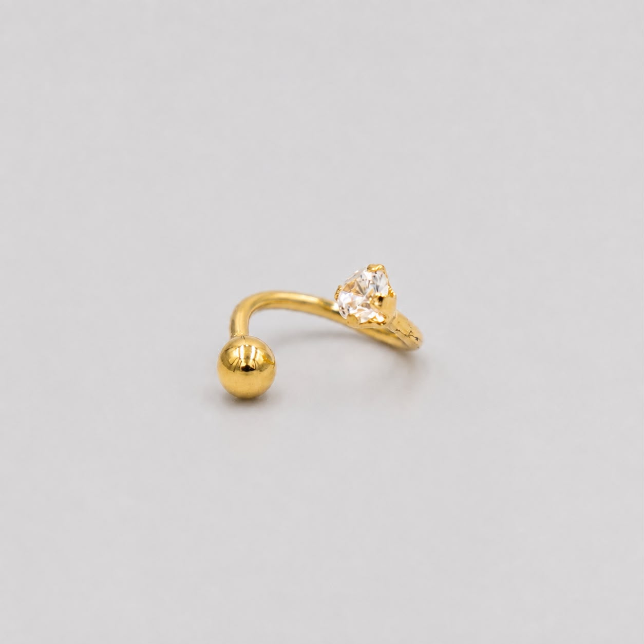 Piercing Tipo Candonga Circón Espiral - Oro Amarillo 18k
