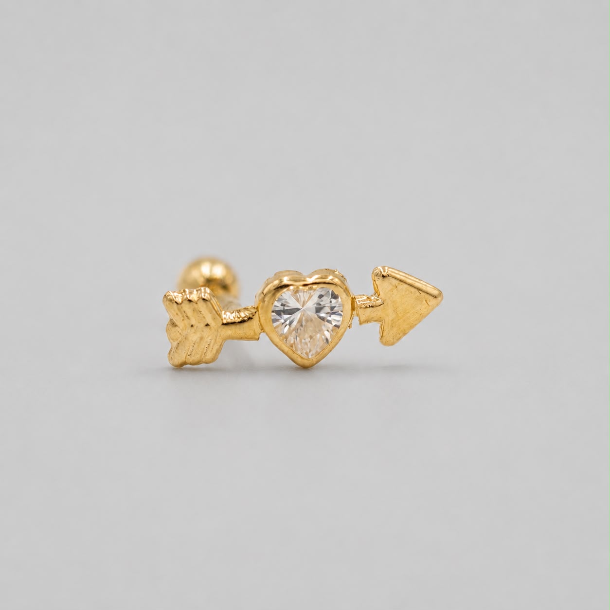 Piercing Flecha Grande Circón Blanco  - Oro Amarillo 18k