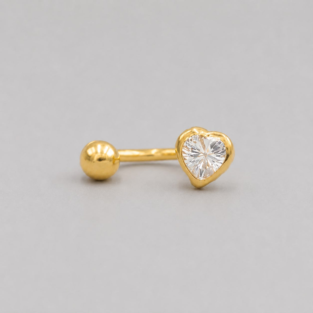 Piercing Tipo Candonga Corazón Circón - Oro Amarillo 18k