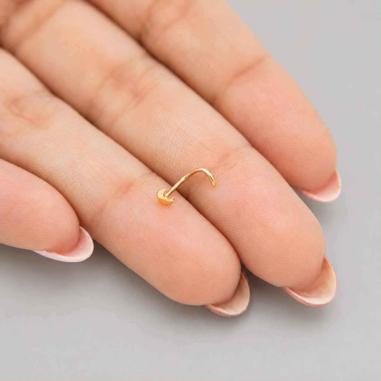 Piercing Nariz Curvo Luna - Oro Amarillo 18k