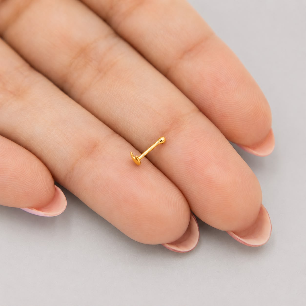 Piercing Nariz Recto Luna - Oro Amarillo 18k
