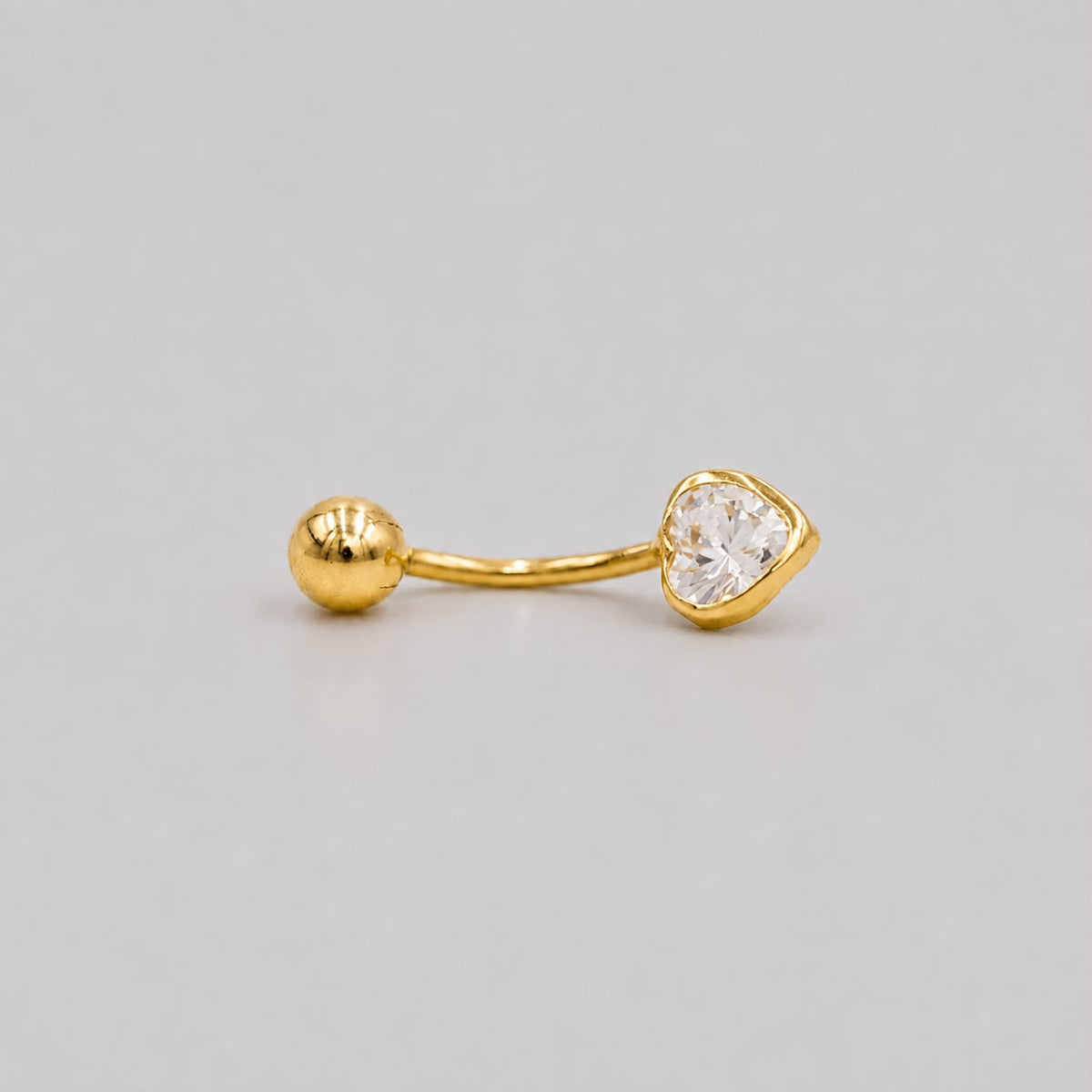 Piercing Ombligo Corazón Circón Blanco  - Oro Amarillo 18k