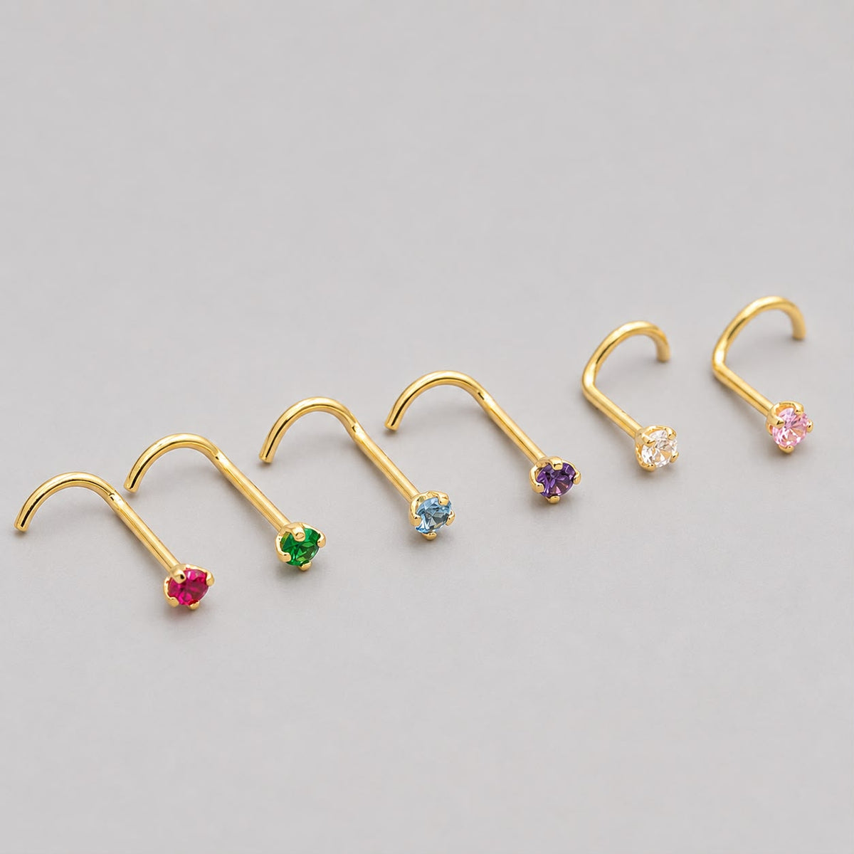 Piercing Nariz Curvo Circones   - Oro Amarillo 18k