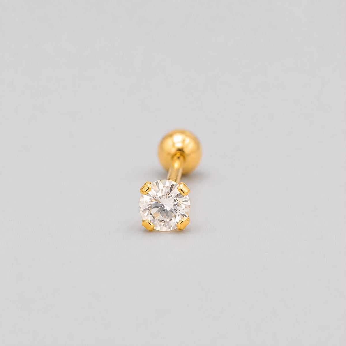 Piercing Ceja Circón Blanco  - Oro Amarillo 18k